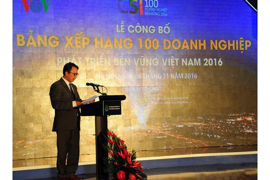 HANEL ĐƯỢC VINH DANH TRONG '' TOP 100 DOANH NGHIỆP BỀN VỮNG VIỆT NAM 2016''